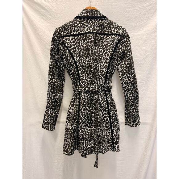VTG 2B Bebe Leopard Print Lightweight Trench Coat Small Fall Winter Y2K 2000s - Picture 3 of 4